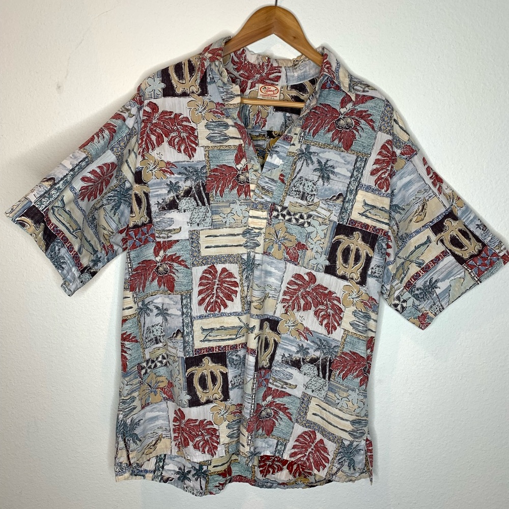 Go Barefoot mens shirt size large multicolor aloha print